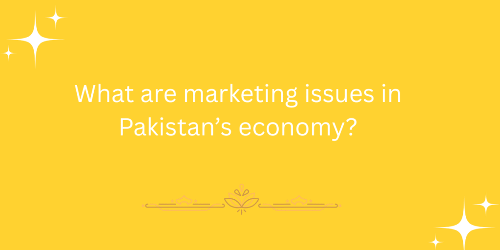 What are marketing issues in Pakistan’s economy?